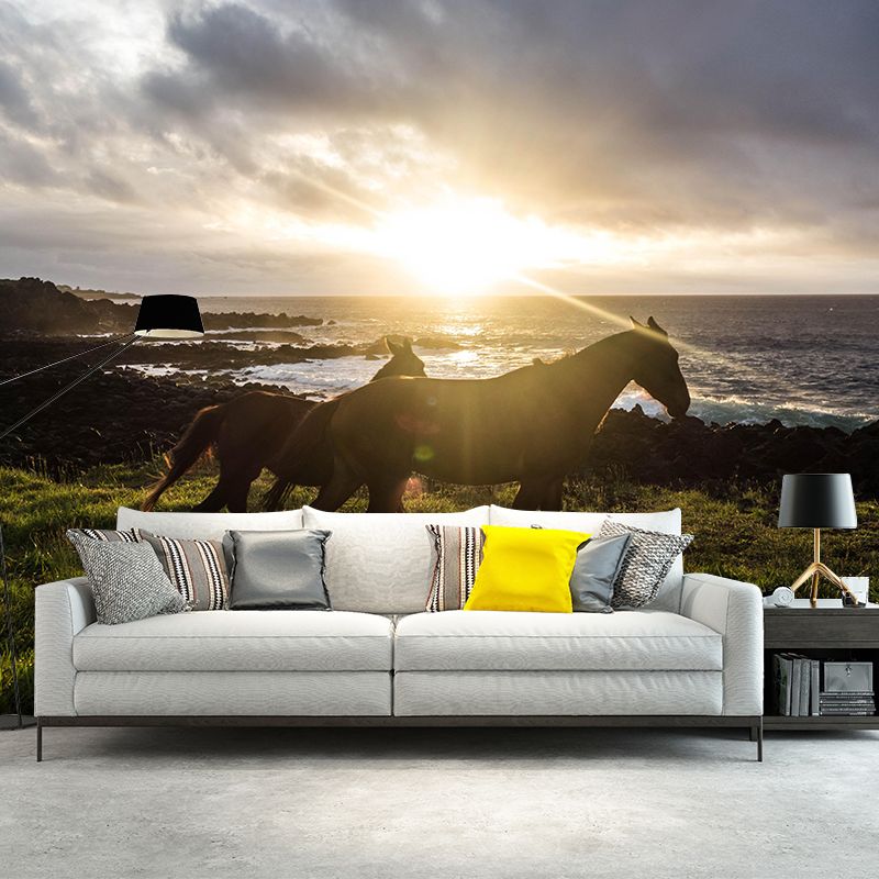 Photography Horses Mural Wall Decor Mildew Resistant Living Room Wall Mural for Decoration