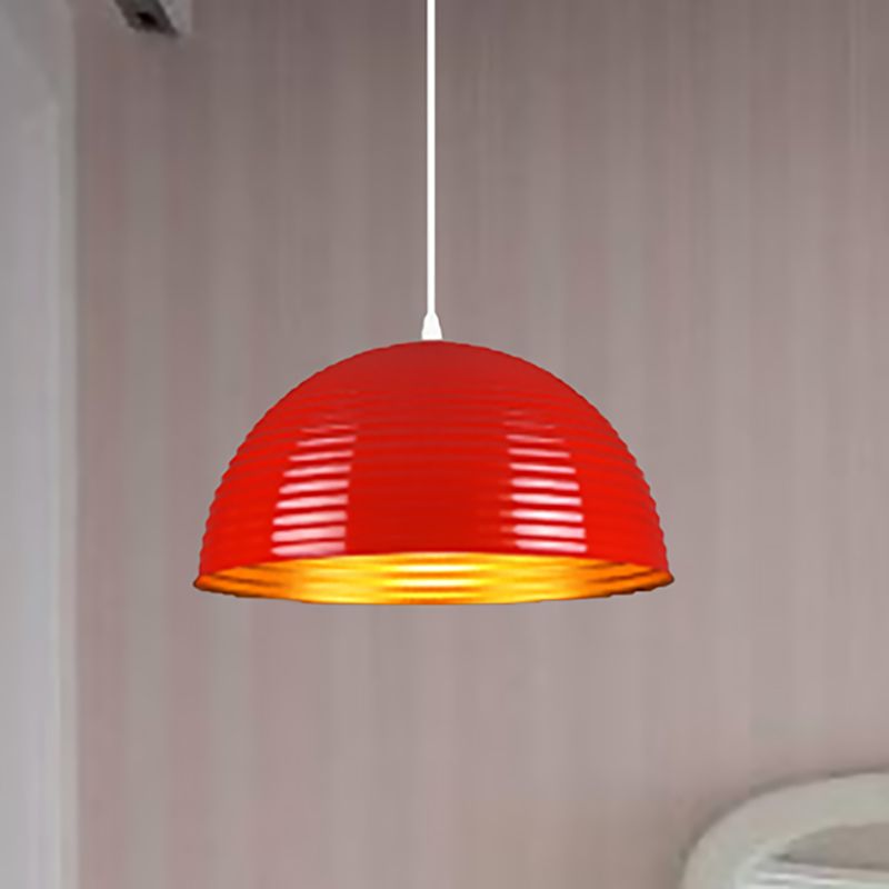 Luz colgante de tono de cúpula con luz de metal contemporáneo de metal rojo/amarillo/luz colgante, 12 "/16" /19.5 "de ancho