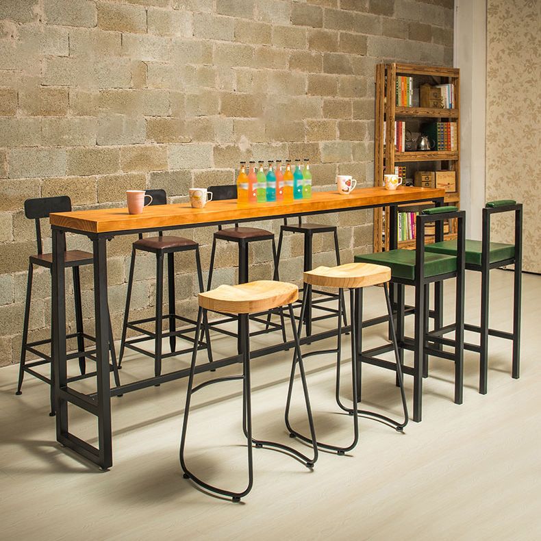 Industrial Solid Wood Bar Table Rectangle Dining Table for Kitchen Living Room