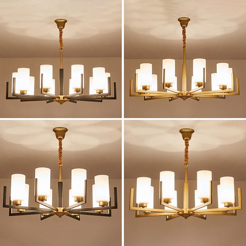 Modern Cylinder Chandelier Glass Multi Light Hanging Light for Bedroom