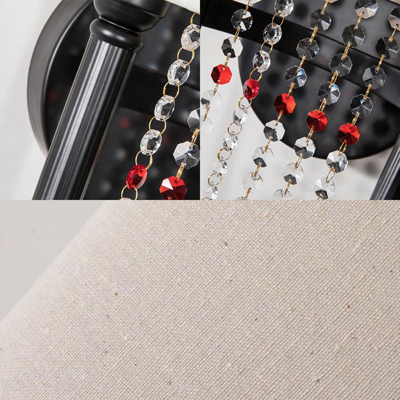 Tambour-métal éclairage d'éclairage de salon rustique à 2 légers lampe murale avec de l'ombre en tissu