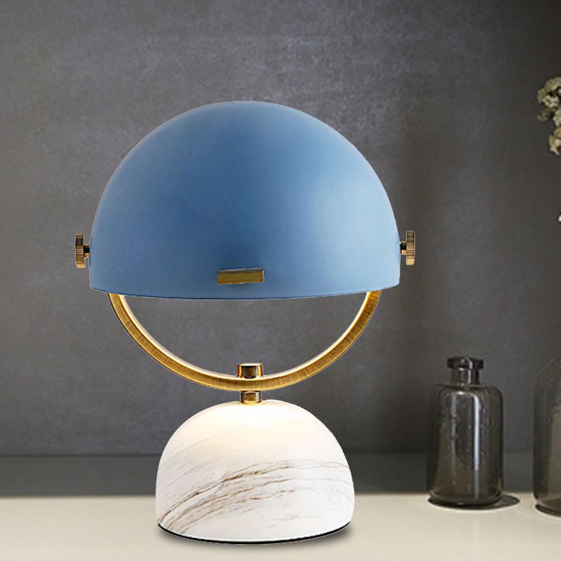 Black/Red Finish Domed Table Lamp Modern Style 1-Bulb Metal Table Light with Marble Base for Bedroom