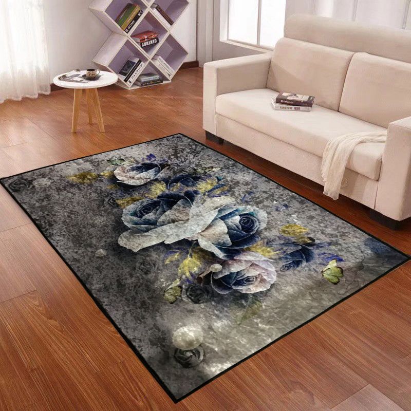 Stijlvol rood gebied Rug bloempatroon polyester gebied tapijt vlekbestendig vloerkleed voor slaapkamer