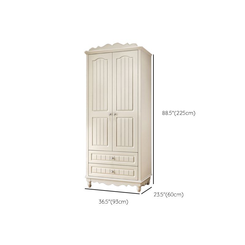 White Rubberwood Wardrobe Armoire Modern Wardrobe Closet with Legs