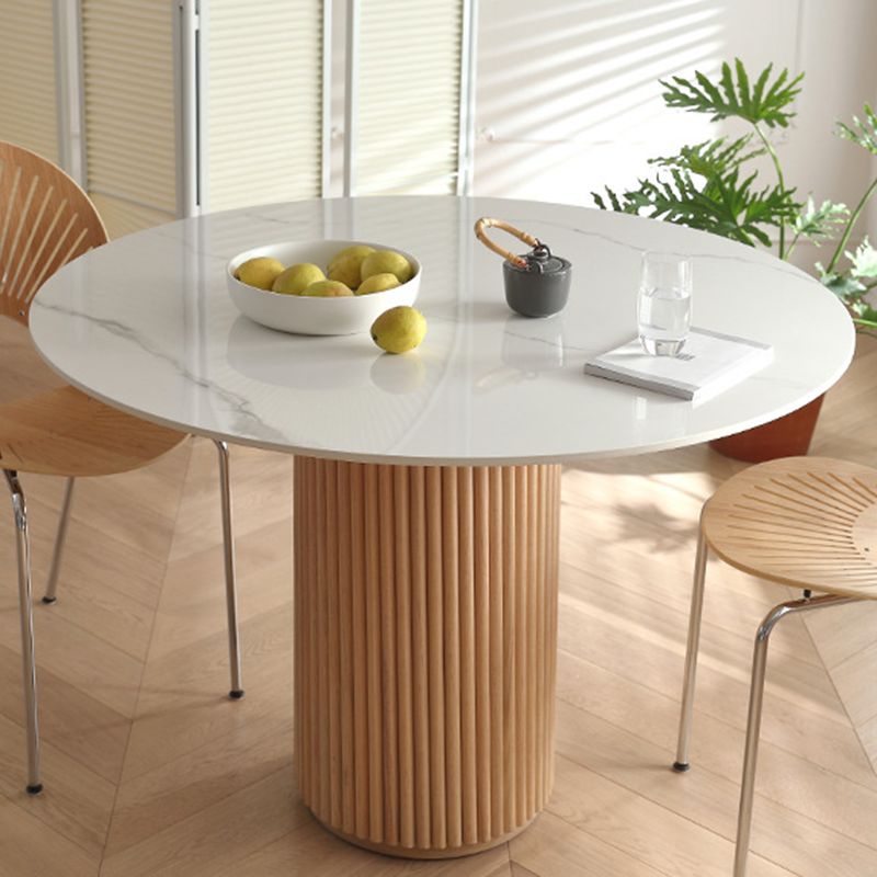 Solid Wood Pedestal Dining Site Table Simplicity Style Round Dinette Table