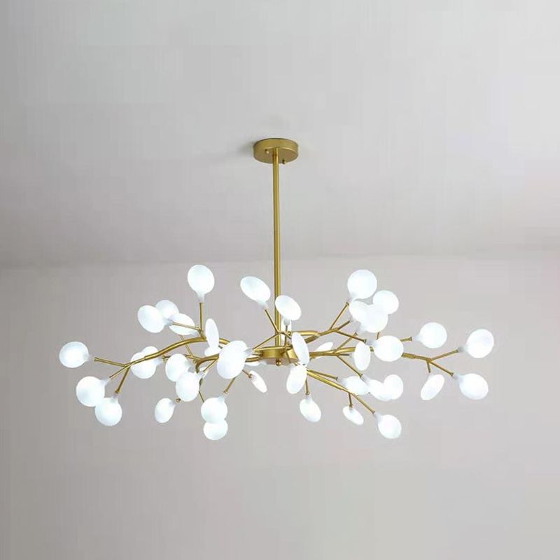 Lámpara de techo dorada contemporánea Candelera de techo de luz múltiple acrílico para sala de estar