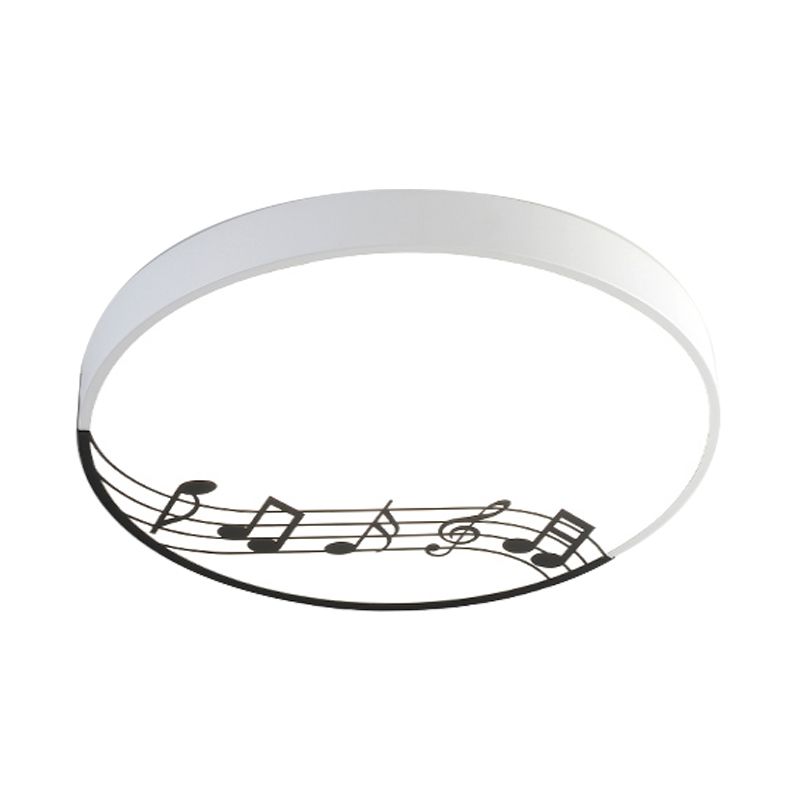 Macaron Disc Thin Ceiling Flush Mount Acrylic Bedroom LED Flushmount Lighting in Black/White with Rhythm Pattern