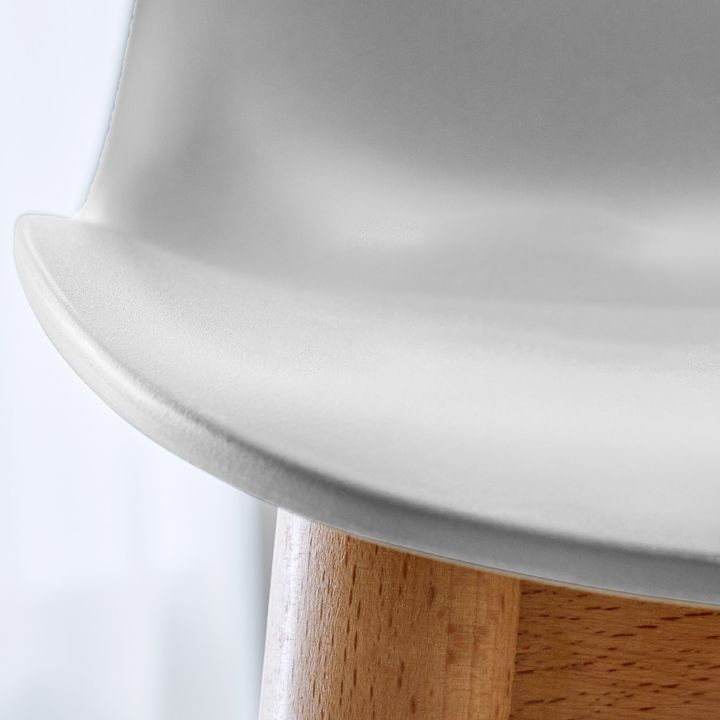 Scandinavian Low Back Armless Bar Stool Beech Solid Wood and Plastic Bar Stool