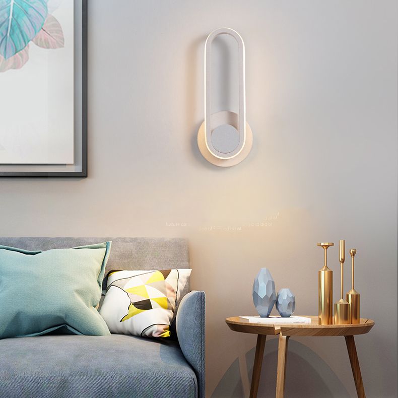 Modern Style Oval Wall Light Sconces Metal 1 Light Wall Lighting