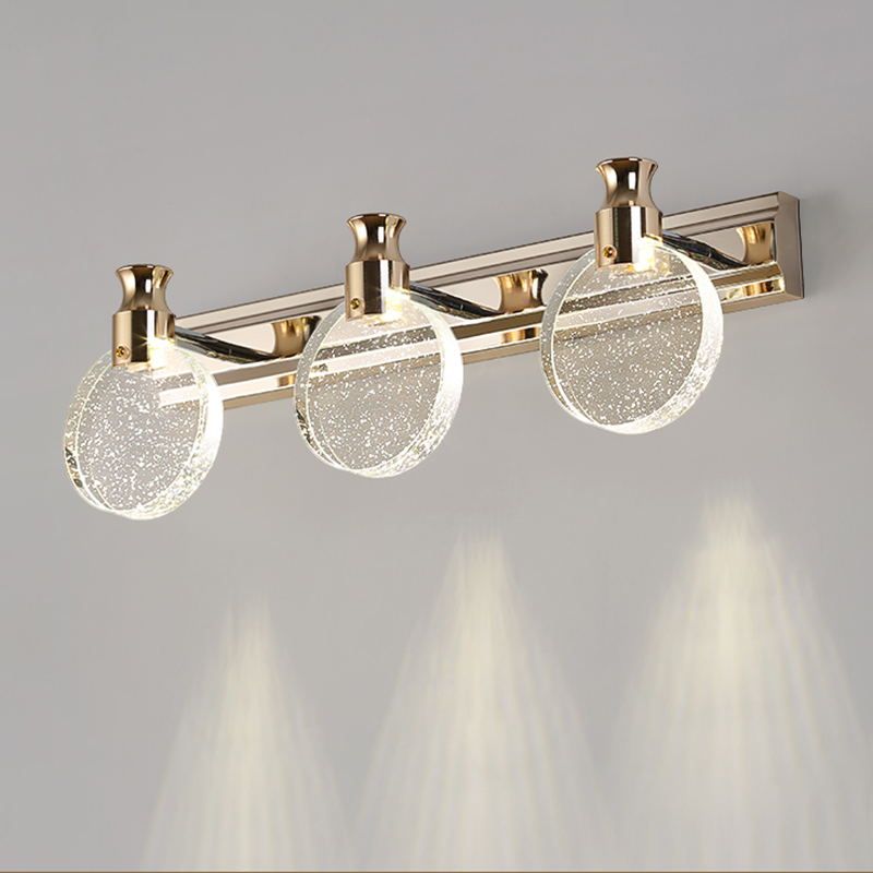 K9 Crystal Round Wall Lamp Simplicity LED Gold Vanity Lighting Fixture for Bathroom