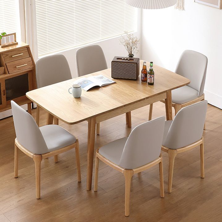 Mesa de comedor rectable extensible Mesa de madera de roble ajustable moderna con 4 patas para restaurante