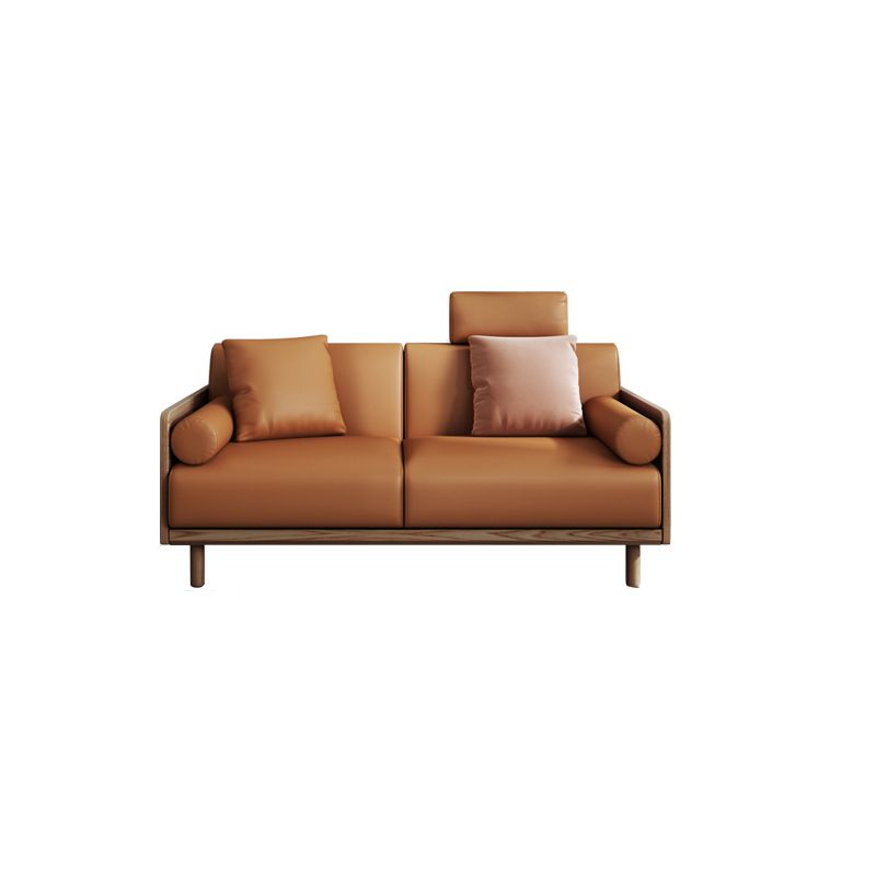 Stationary Stain-Resistant Faux Leather Settee Living Room Pillow Top Arm Sofa