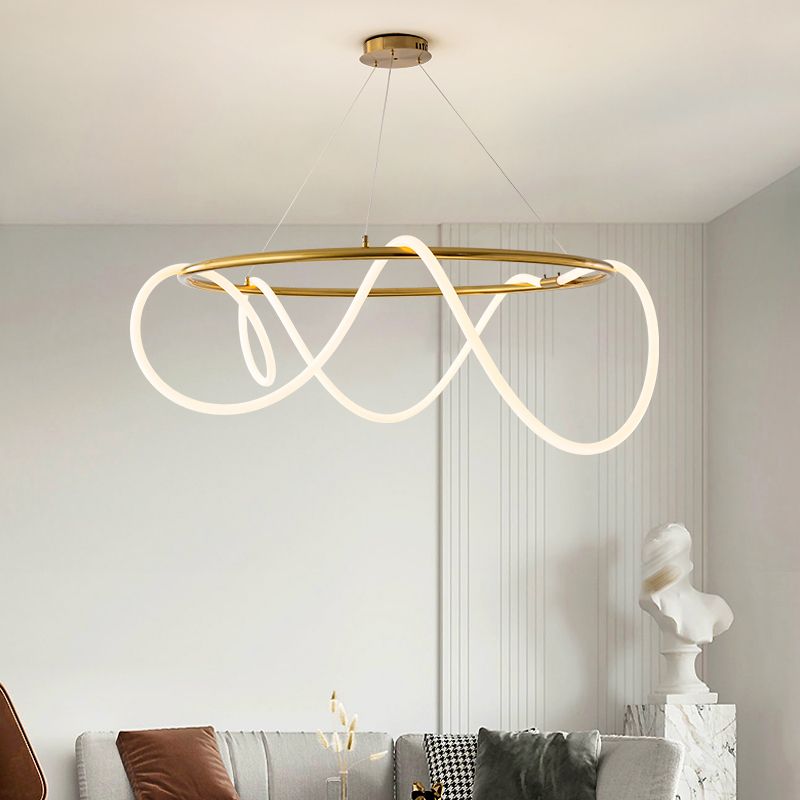 Moderne Kronleuchterbeleuchtungskörper Wohnzimmer Linear Kronleuchterlampe in Gold