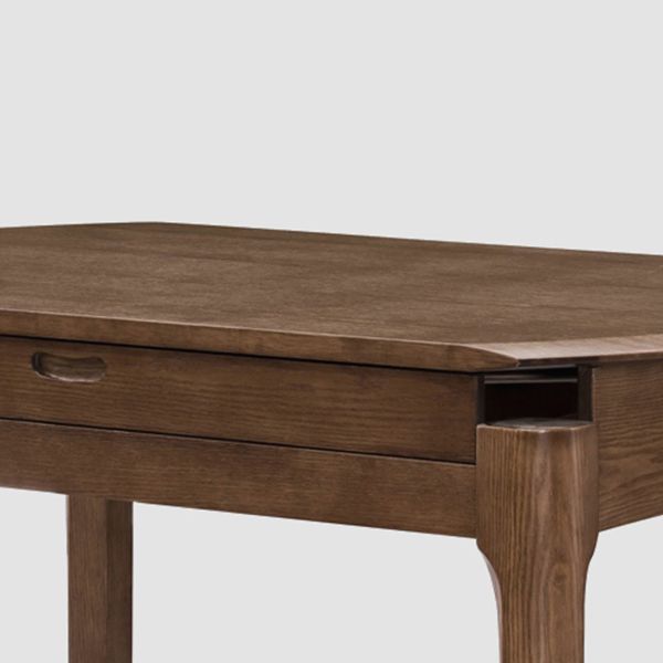 Modern Style Brown Dining Table Round Solid Wood Dining Table with 4 Legs