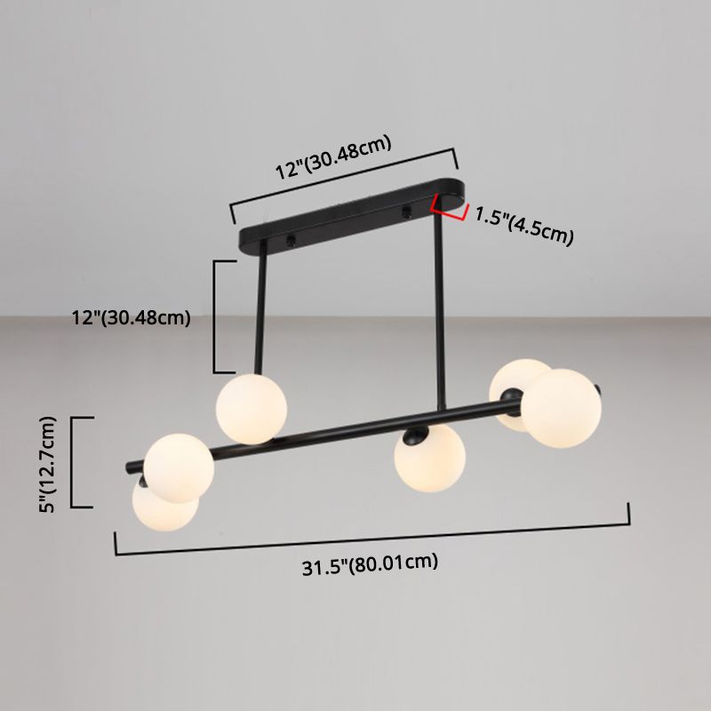 Orb Glass Shade Island Light Fixture Modern Style Metal Hanging Ceiling Lamp for Kitchen Dining Room