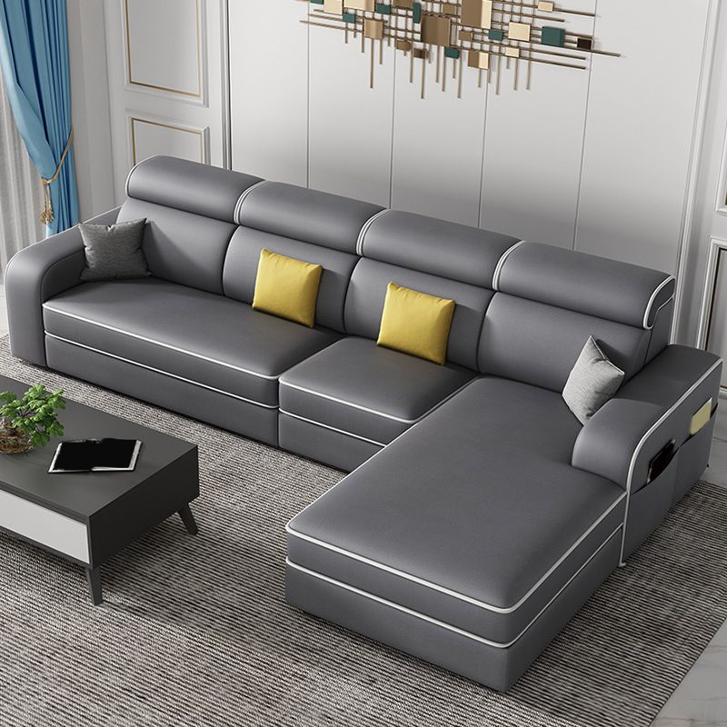 Contemporary Style Sofa Bed Solid Wood Frame Beige/grey/blue with Pocket Storage Sofa