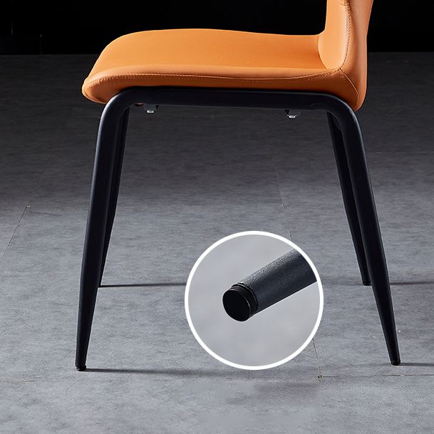 Chaises de salle à manger en cuir de style contemporain chaises sans bras avec des jambes en métal