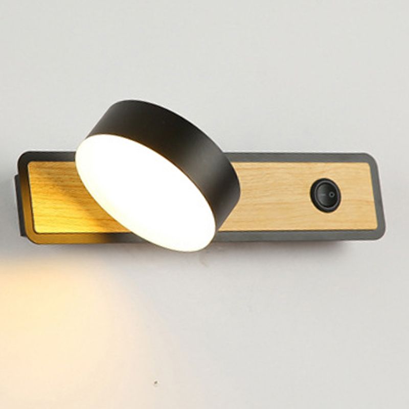 Geometric Shade 1-Light Wall Sconce Modern Style Wooden Wall Mount Light Fixture