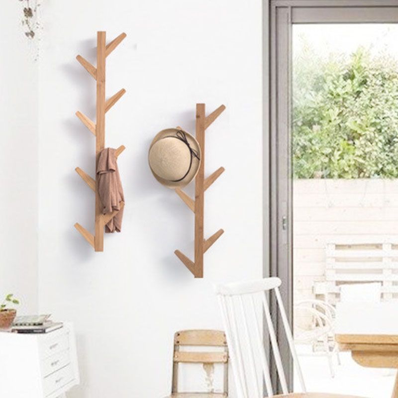 Contemporary Coat Hanger Wall-mounted Wooden Coat Hanger with Hooks