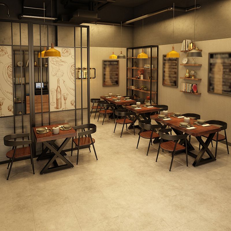 Tavolo da cucina in legno solido industriale tavolo da cavalletto quadrata marrone per sala da pranzo