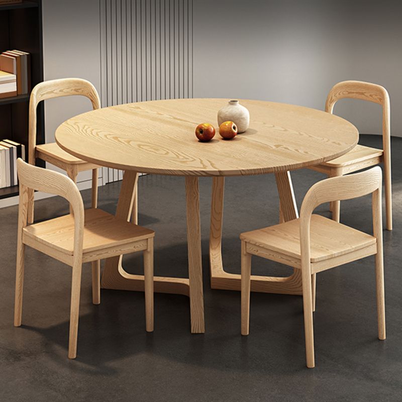 Modern Style Dinette Set 1/2/3/4/5 Pcs Round Solid Wood Dinette Table with Chair