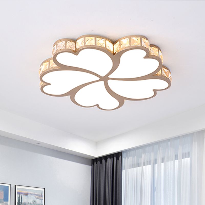 Lampada da soffitto con montaggio a incasso Nordic Clover con paralume in cristallo Lampada da soffitto con montaggio a incasso a soffitto per camera da letto a LED nero/bianco/oro