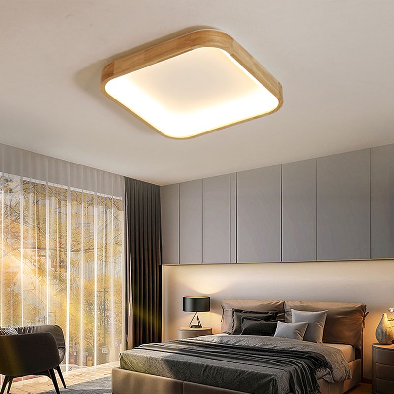 Geometrische LED Flush Licht Nordic Holz Wohnzimmer LED Unterputz Deckenleuchte Licht in Beige