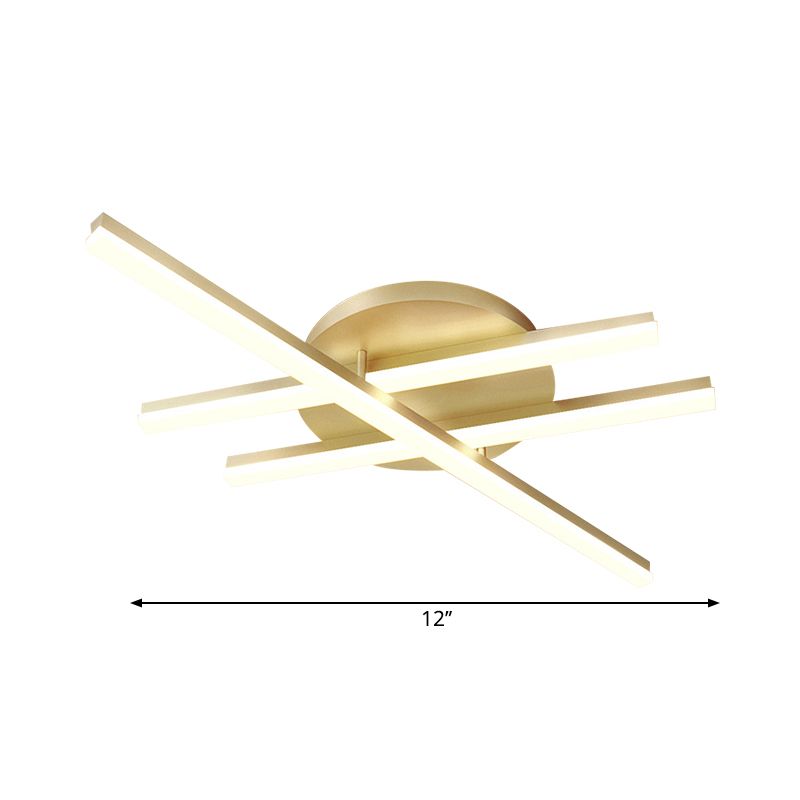 Linear Flush Mount Ceiling Light Minimal Acrylic LED Gold Lighting Fixture in Warm/White Light for Bedroom