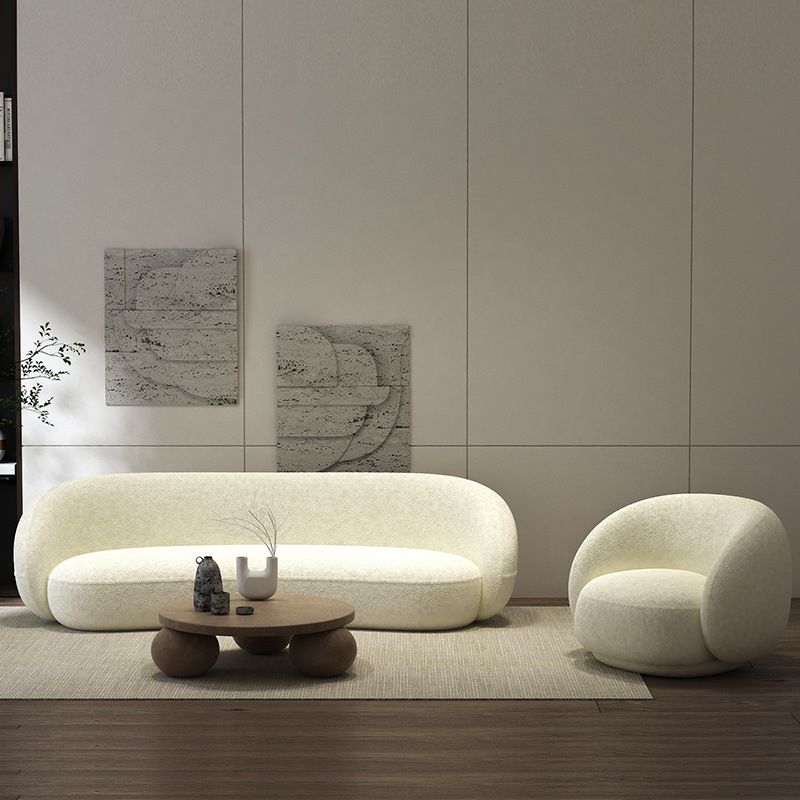 Contemporary Fabric Curved Settee Tight Back Tuxedo Arm Sofa