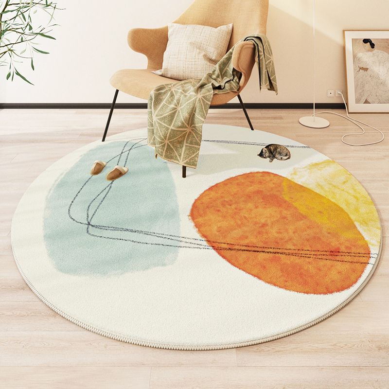 Navy Modern Rug Polyester Color Block Rug Washable Rug for Living Room