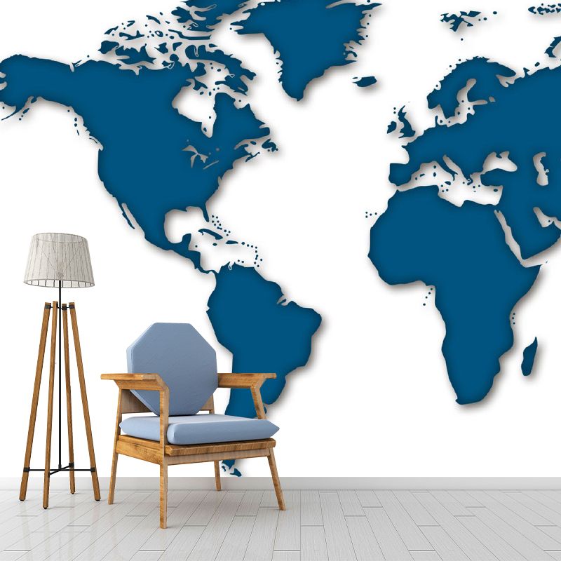 World Map Wall Mural Illustration Decorative Living Room Wall Art for Decoration