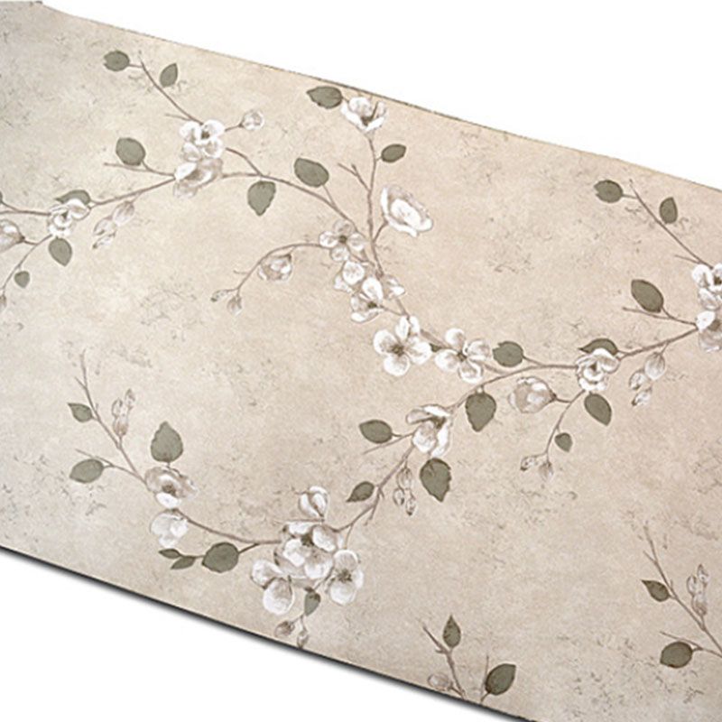 Bedroom Wall Covering with Natural Color Dense Flower Pattern, Non-Pasted