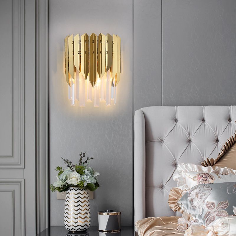Modern Style Wall Light Gold 14" High Wall Sconce with Crystal for Living Room