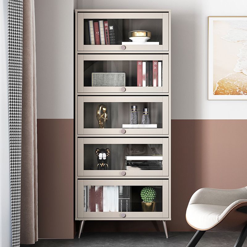 Libreria verticale standard glam in legno fabbricato con porte di vetro