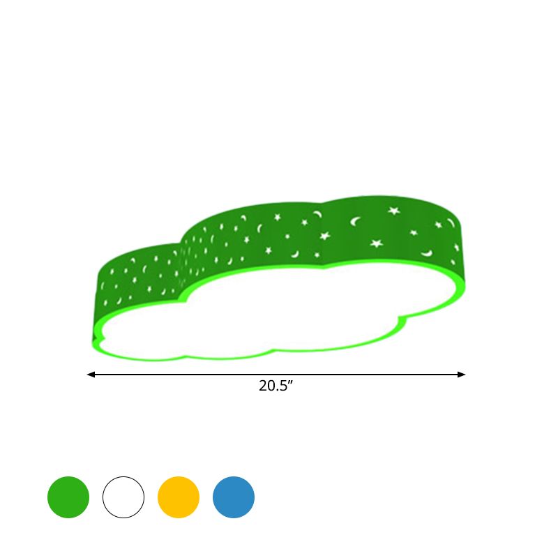 18"/20.5" W Kindergarten LED Flushmount Kid White/Yellow/Blue Ceiling Light with Cloud Acrylic Shade