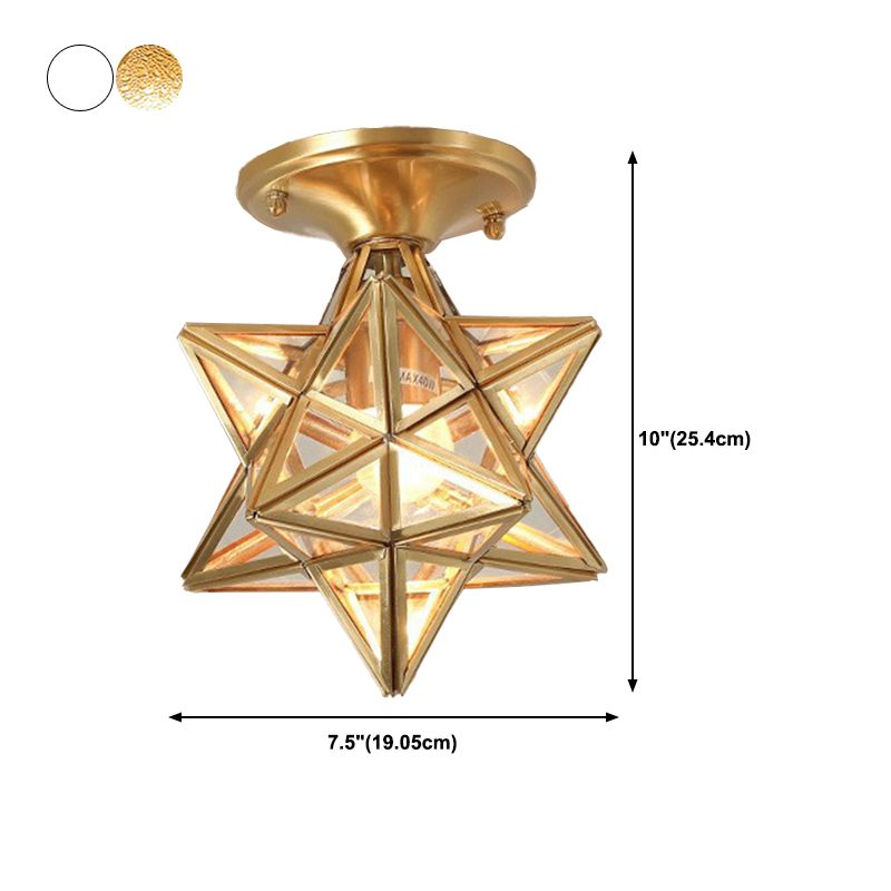 Contemporary Ceiling Lighting Star-Shade Flush Mount Fixture with Glass for Hallway
