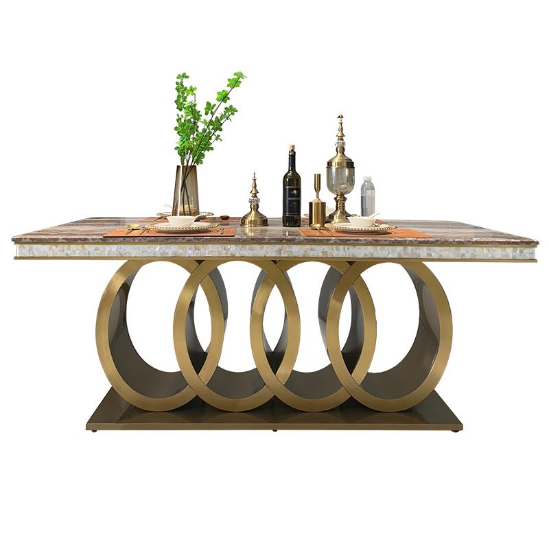 Traditional Luxury Dining Table Marble Rectangle Fixed Table for Home