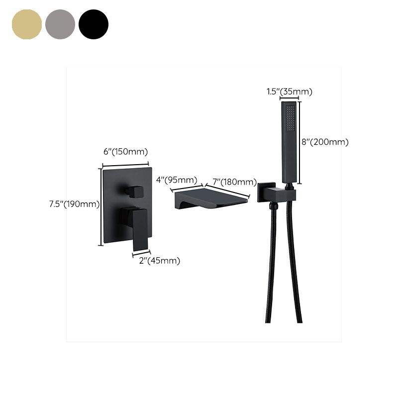 Modern Wall Mounted Metal Tub Filler Low Arc Bathroom Faucet
