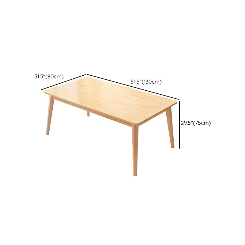 Modern Natural Rectangular Rubberwood Dining Table with 4 Legs