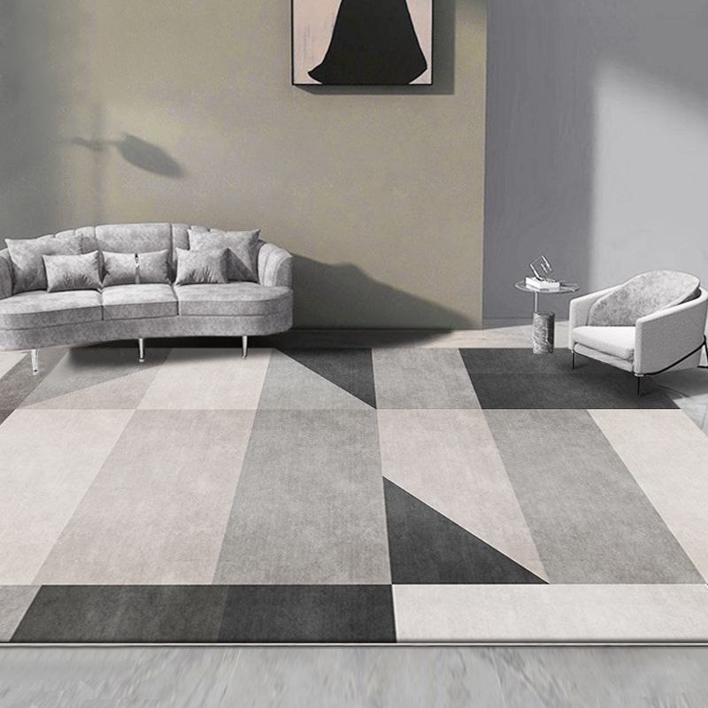 Unique Abstract Rug Blue and Grey Contemporary Rug Polyester Pet Friendly Washable Area Rug for Living Room
