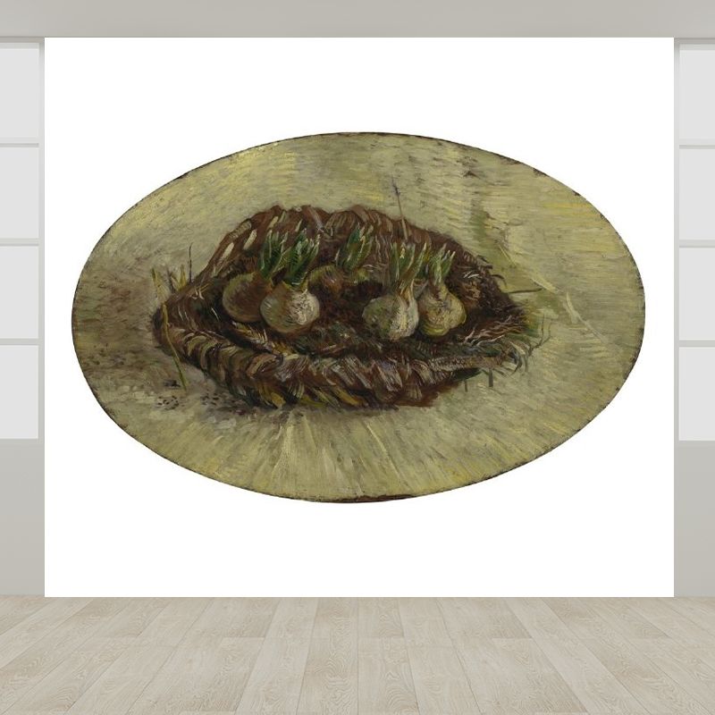 Contemporary Fruits Wall Mural Non-Woven Washable Gray Wall Covering for Kitchen