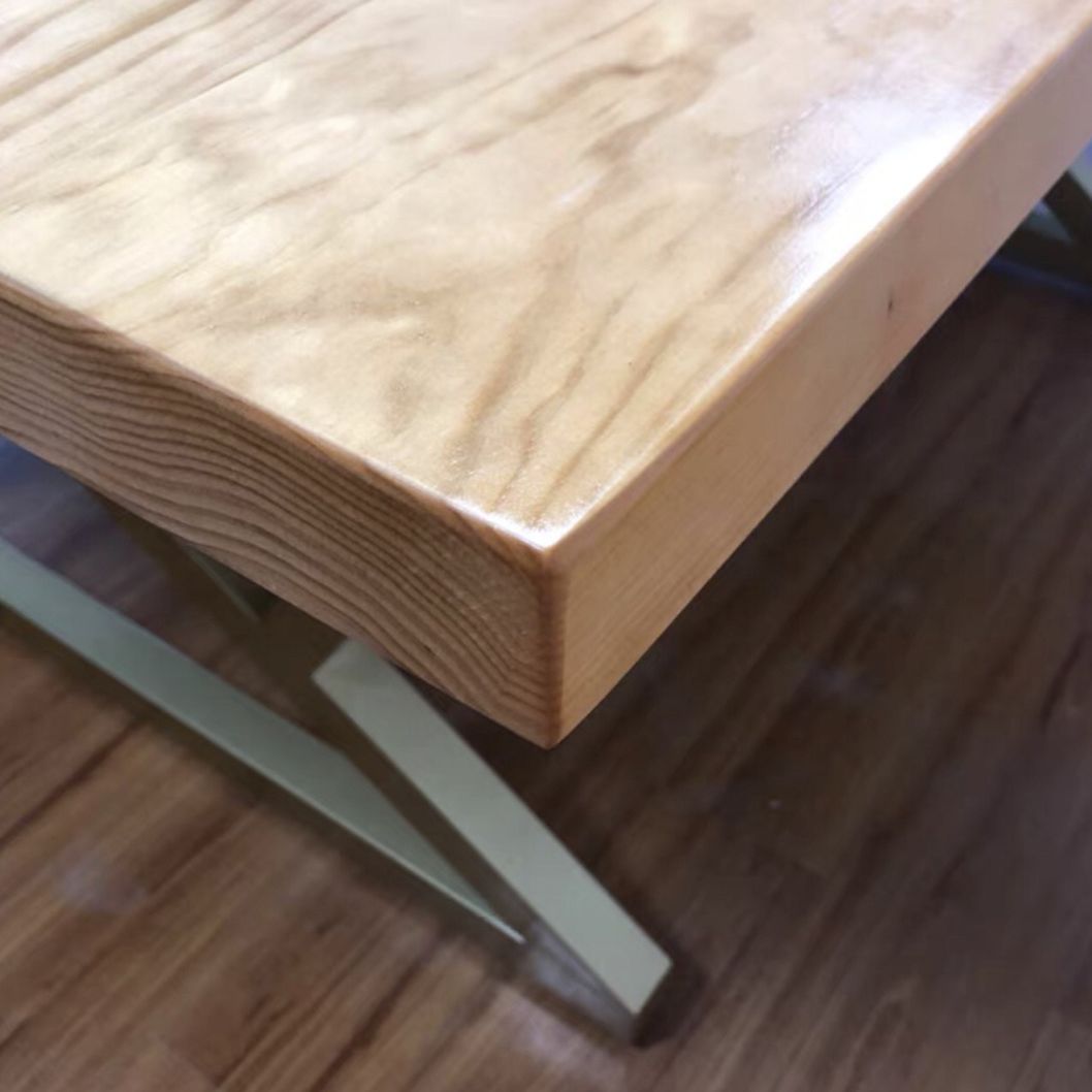 Rectangle Wood Color Dining Table Pine Solid Wood Table Glam for Dining Room