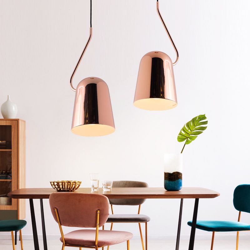 1 comedor ligero Luz colgante colgante con tono de metal Bell Lámpara de suspensión de estilo negro/blanco moderno