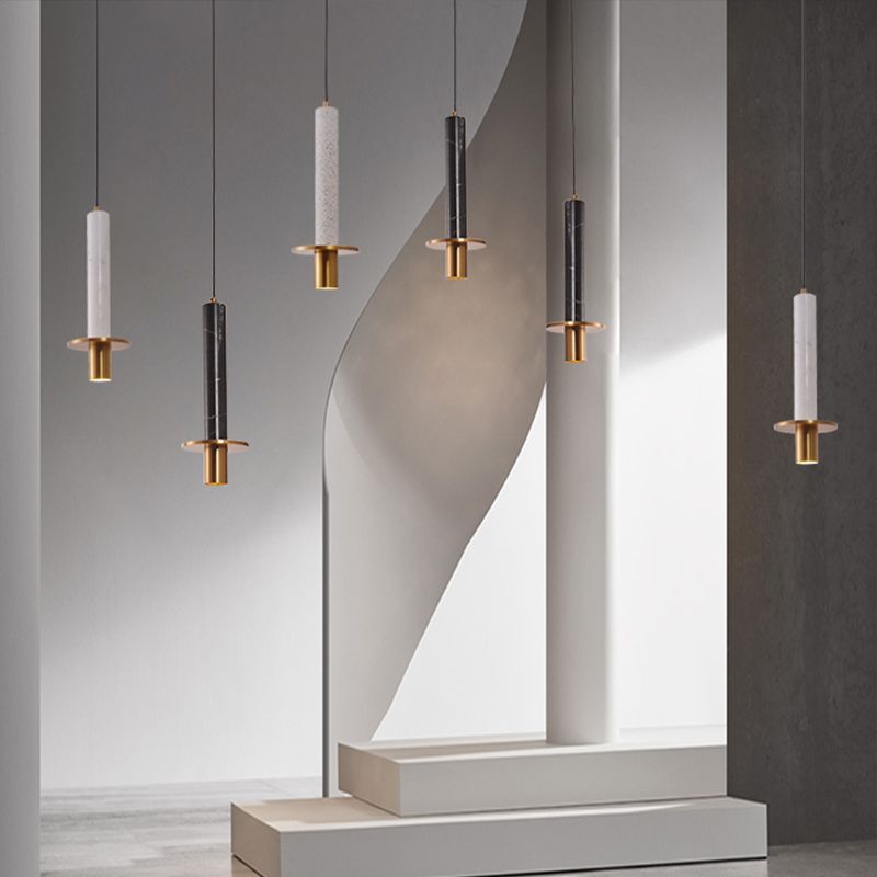 Zwaard hanger plafondlicht ontwerper marmer eetkamer led hangende lamp in zwart/wit/beige en messing