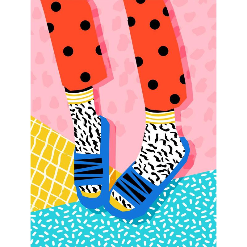 Modern Fashionable Shoes Pattern Mural Pastel Color Kids Room Wall Decor, Personalized