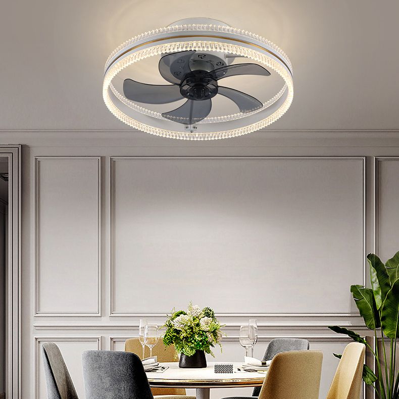 Metal Circle Ceiling Fan Lights Modern Style 2 Light LED Flush Lights