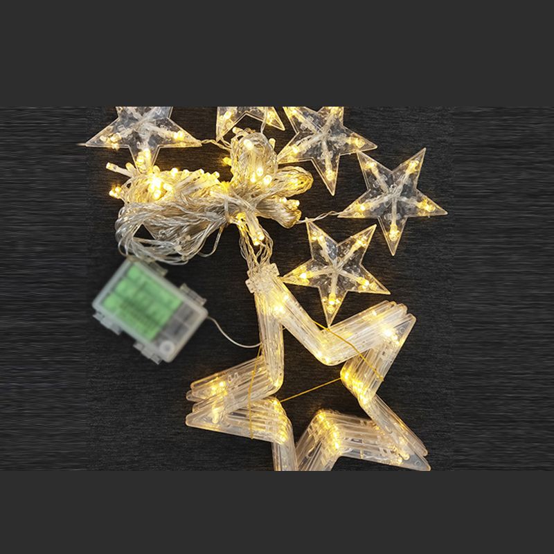 White Star Curtain String Light Art Decor 12-Head Plastic Christmas Light for Outdoor