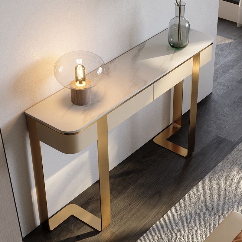 Glam Golden Console Accent Table Half Moon Console Sofa Table for Hall