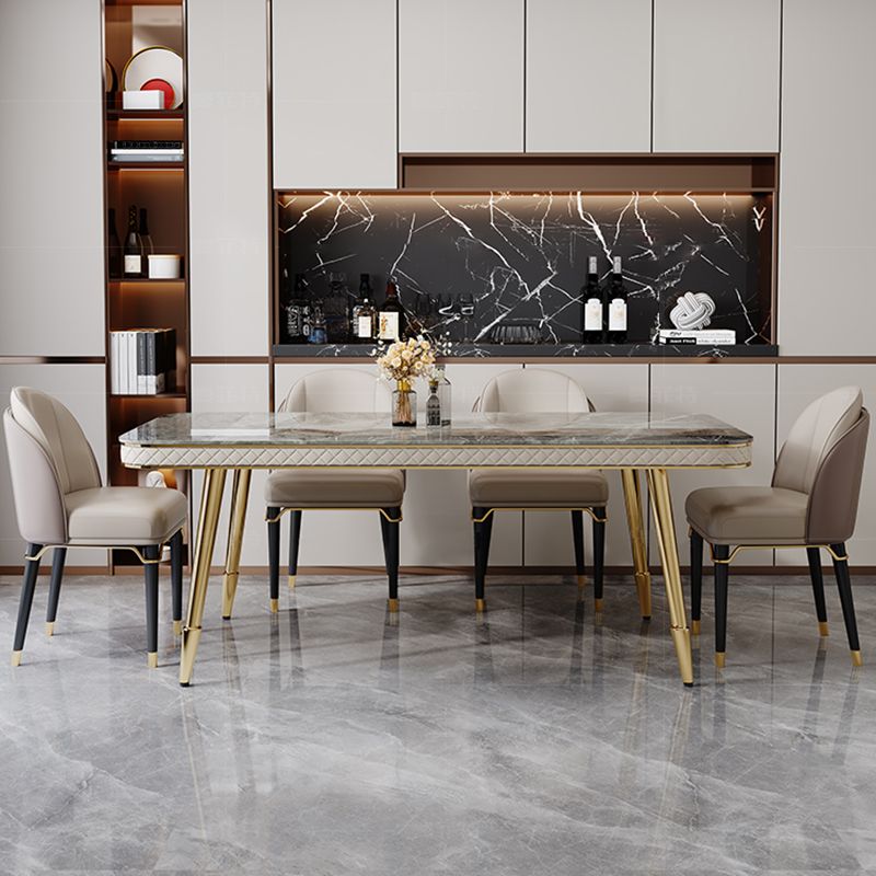 Luxury Kitchen Dinner Table Stone Rectangle 4 Legs Dining Table
