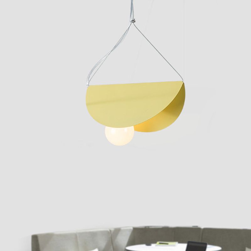 Black/Grey/Black Curved Hanging Lighting Contemporary 1 Light Metal Suspension Pendant for Bedroom